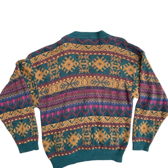 Vintage Generra Aztec Button Cardigan Kurt Cobain Grandpa Sweater Grunge 90s-L - Picture 9 of 14